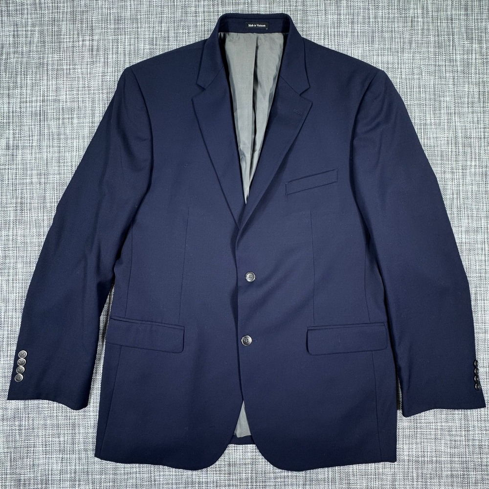 Pronto Uomo Men's Wool Blend Stretch Sport Coat Navy Blue Size 46 Extra Long